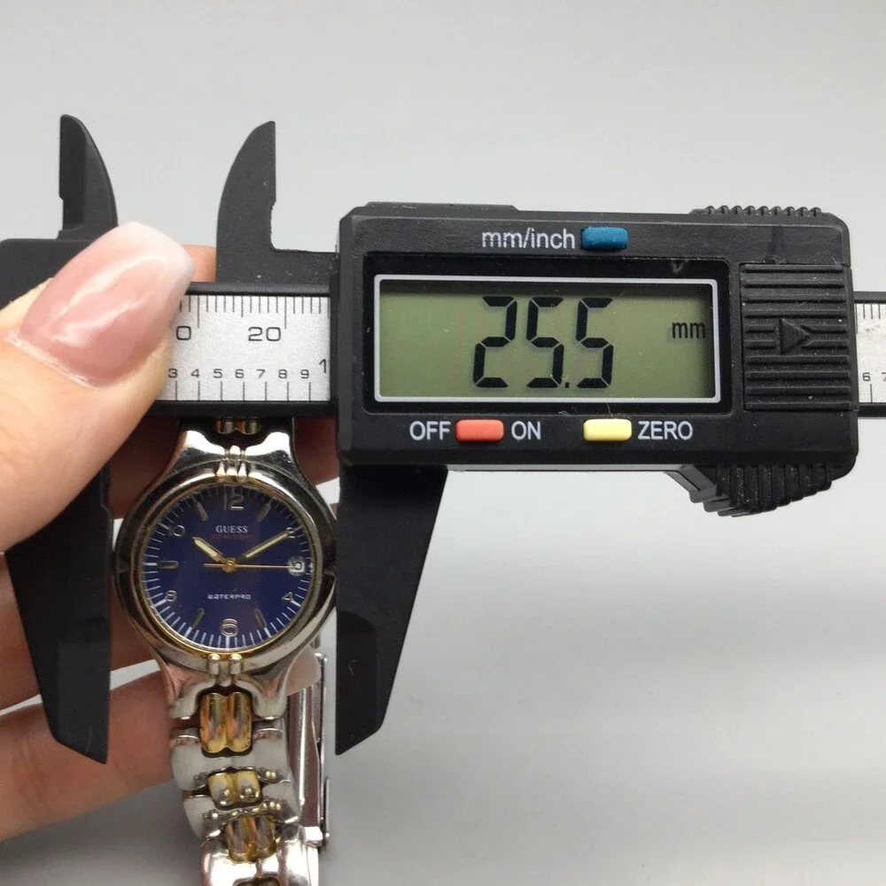 Vintage Guess Waterpro Womens Watch 26mm Blue Dial Two Tone Date New Battery 7